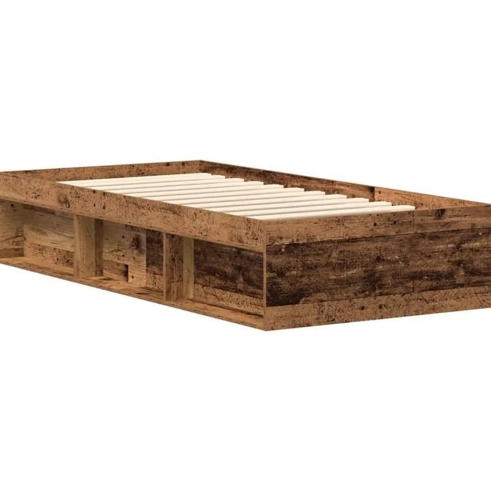 vidaXL Camas Y Accesorios-Estructura de cama sin colchón madera de ingeniería envejecida