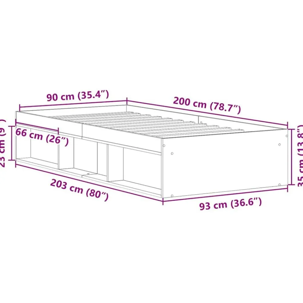 vidaXL Camas Y Accesorios-Estructura de cama sin colchón madera de ingeniería envejecida