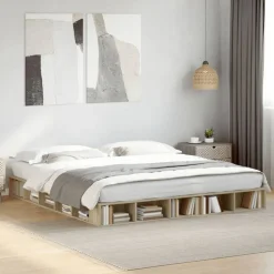 vidaXL Estructura de cama madera de ingeniería 200x200 cm Roble Sonoma Outlet