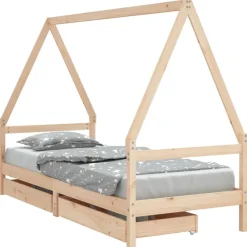 Niños vidaXL Mobiliario Para Bebés Y Niños Pequeños-Estructura de cama para niños con cajones madera pino 80x200 cm