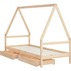 Niños vidaXL Mobiliario Para Bebés Y Niños Pequeños-Estructura de cama para niños con cajones madera pino 80x200 cm
