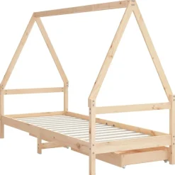 Niños vidaXL Mobiliario Para Bebés Y Niños Pequeños-Estructura de cama para niños con cajones madera pino 80x200 cm