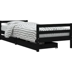 vidaXL Estructura de cama niños con cajones madera pino 80x200cm Negro Discount