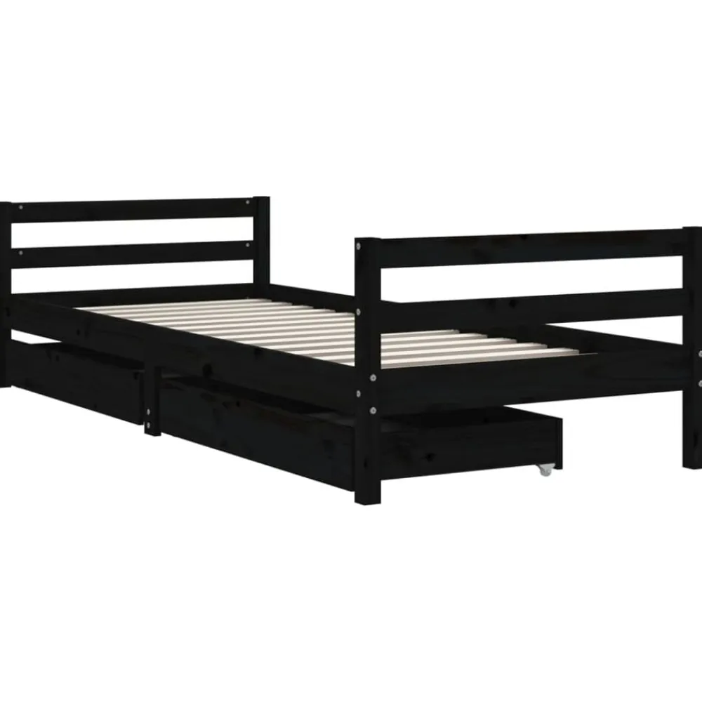 vidaXL Estructura de cama niños con cajones madera pino 80x200cm Negro Discount
