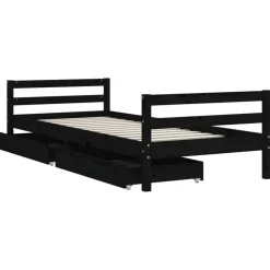 vidaXL Estructura de cama niños con cajones madera pino 80x200cm Negro Discount