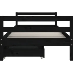 vidaXL Estructura de cama niños con cajones madera pino 80x200cm Negro Discount