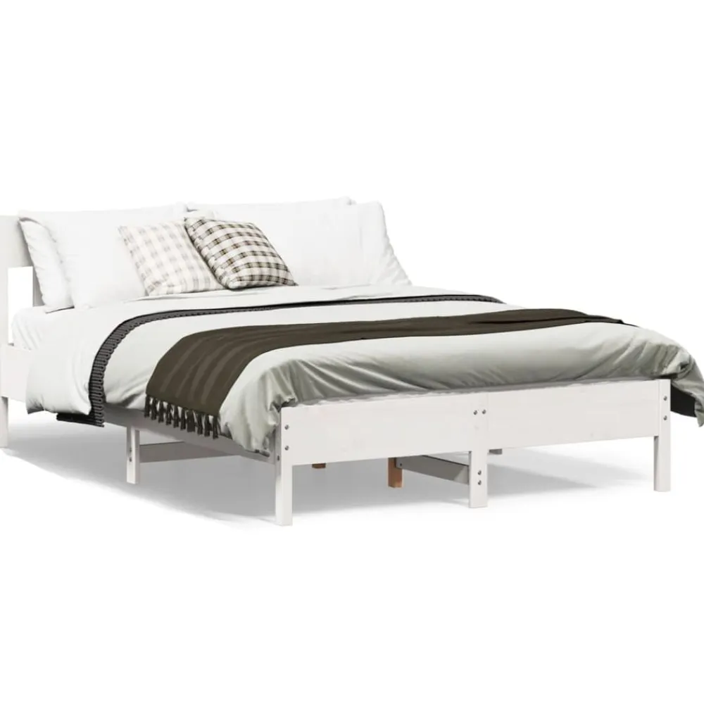 vidaXL Estructura de cama sin colchón madera de pino blanca 150x200 cm Blanco Outlet