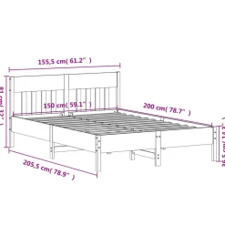 vidaXL Estructura de cama sin colchón madera de pino blanca 150x200 cm Blanco Outlet