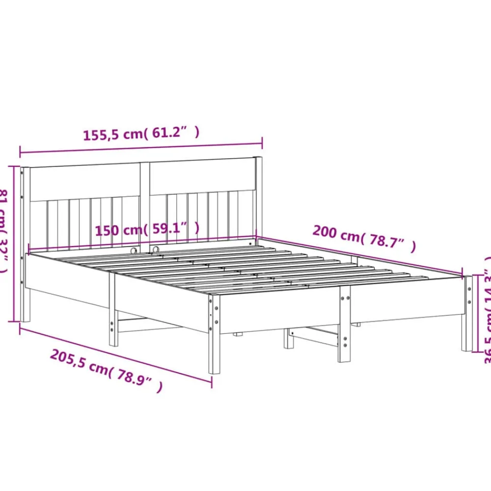 vidaXL Estructura de cama sin colchón madera de pino blanca 150x200 cm Blanco Outlet
