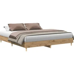 vidaXL Camas Y Accesorios-Estructura de cama sin colchón roble artesanal 200x200 cm