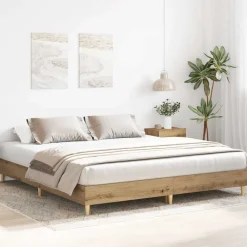 vidaXL Camas Y Accesorios-Estructura de cama sin colchón roble artesanal 200x200 cm