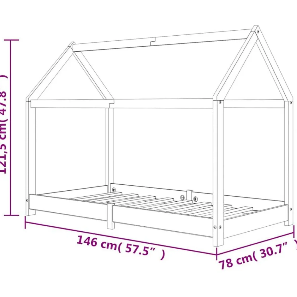 vidaXL Estructura de cama infantil de madera maciza de pino 70x140 cm Marrón Hot