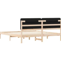 vidaXL Camas Y Accesorios-Estructura de Cama con Cabecera Tapizada Negro 180 x 200 cm