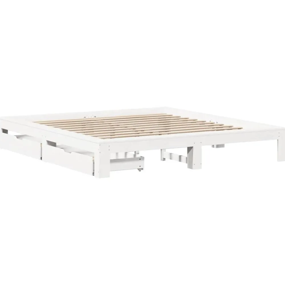 vidaXL Estructura de cama sin colchón madera maciza blanca 200x200 cm Blanco Discount