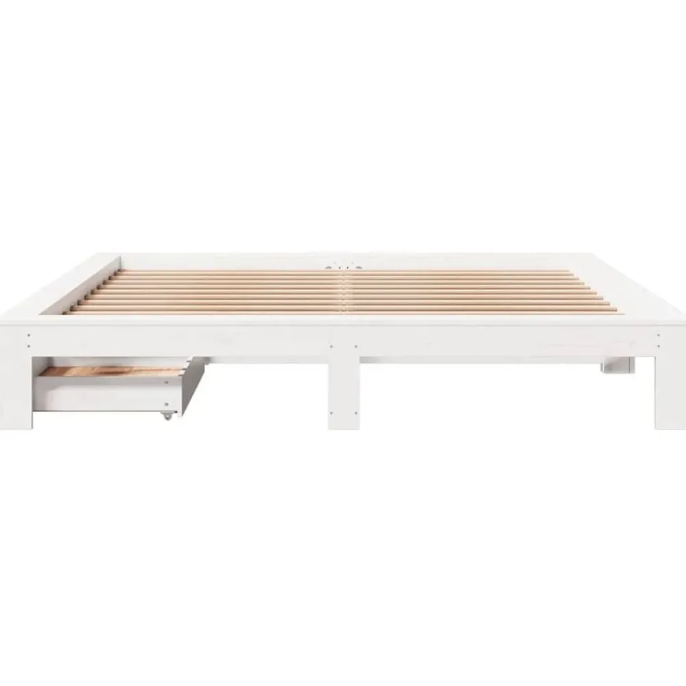 vidaXL Estructura de cama sin colchón madera maciza blanca 200x200 cm Blanco Discount