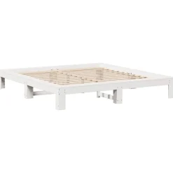 vidaXL Estructura de cama sin colchón madera maciza blanca 200x200 cm Blanco Discount
