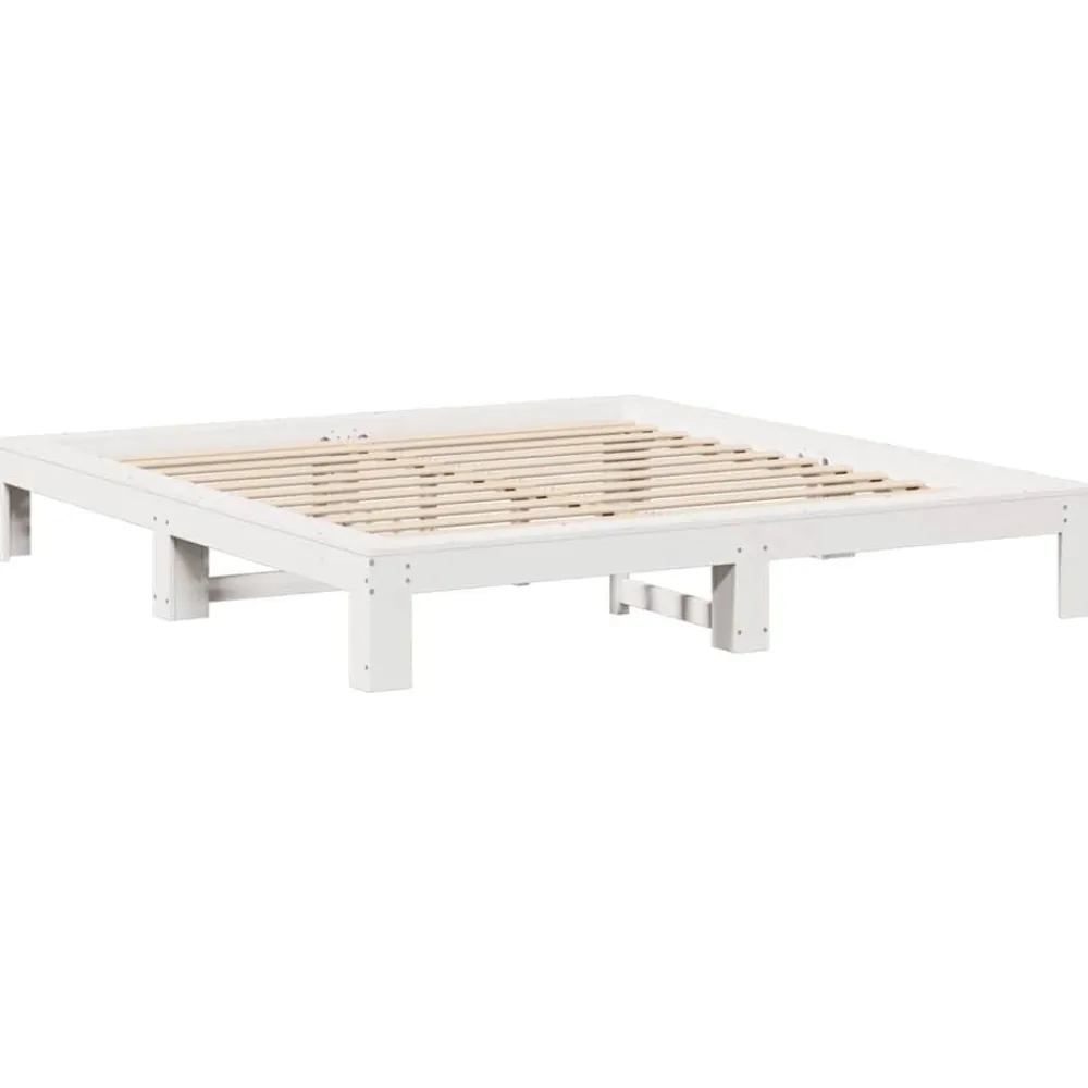 vidaXL Estructura de cama sin colchón madera maciza blanca 200x200 cm Blanco Discount