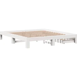 vidaXL Estructura de cama sin colchón madera maciza blanca 200x200 cm Blanco Discount