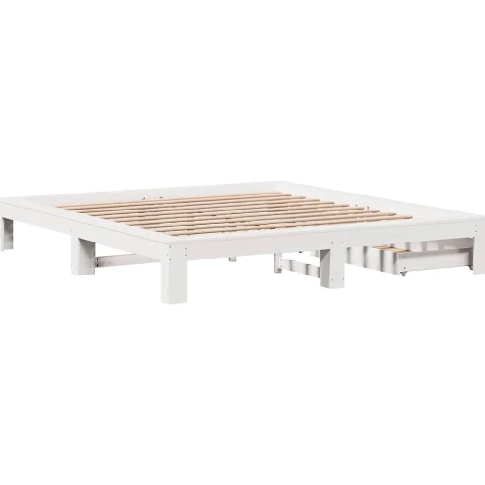 vidaXL Estructura de cama sin colchón madera maciza blanca 200x200 cm Blanco Discount