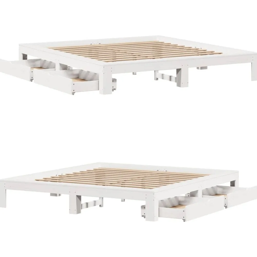 vidaXL Estructura de cama sin colchón madera maciza blanca 200x200 cm Blanco Discount