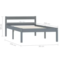 vidaXL Estructura de cama sin colchón madera de pino 90x200 cm Gris Clearance