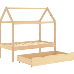 vidaXL Estructura de cama infantil con cajón madera de pino 70x140 cm Marrón Outlet