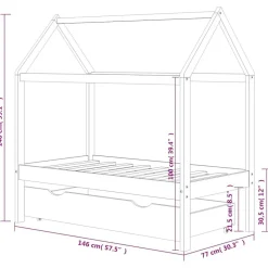 vidaXL Estructura de cama infantil con cajón madera de pino 70x140 cm Marrón Outlet