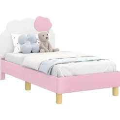 vidaXL Camas Y Accesorios-Estructura de cama para niños pequeños con cabecera PU