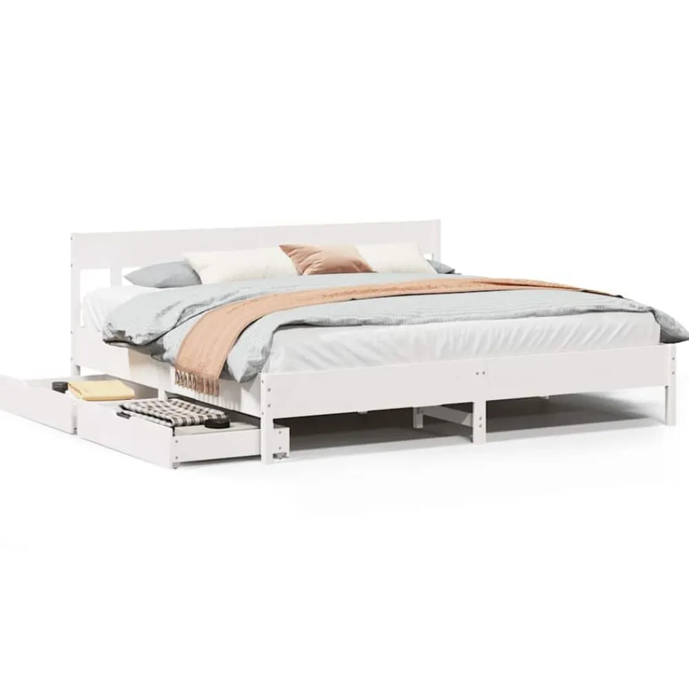 vidaXL Estructura de cama sin colchón madera maciza blanca 200x200 cm Blanco New