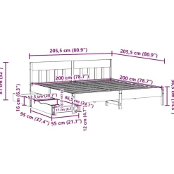 vidaXL Estructura de cama sin colchón madera maciza blanca 200x200 cm Blanco New