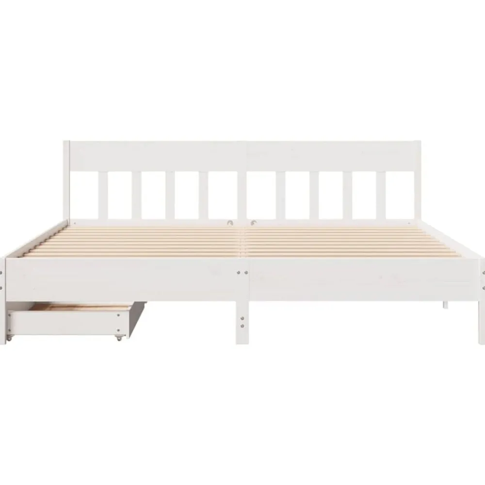 vidaXL Estructura de cama sin colchón madera maciza blanca 200x200 cm Blanco New