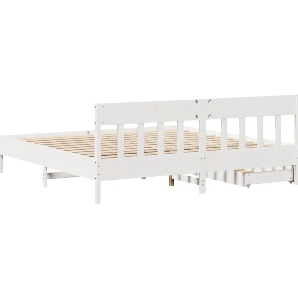 vidaXL Estructura de cama sin colchón madera maciza blanca 200x200 cm Blanco New