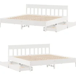 vidaXL Estructura de cama sin colchón madera maciza blanca 200x200 cm Blanco New