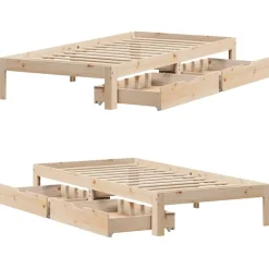 vidaXL Camas Y Accesorios-Estructura de cama con cajones madera maciza pino 75x190 cm