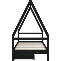 vidaXL Estructura de cama niños con cajones madera pino 80x200cm Negro Discount