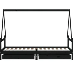vidaXL Estructura de cama niños con cajones madera pino 80x200cm Negro Discount