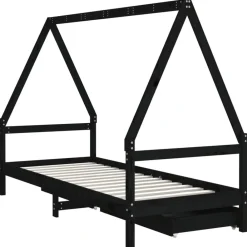 vidaXL Estructura de cama niños con cajones madera pino 80x200cm Negro Discount