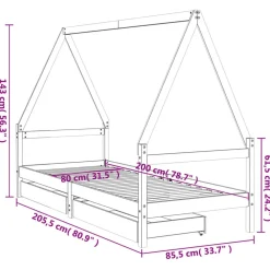 vidaXL Estructura de cama niños con cajones madera pino 80x200cm Negro Discount