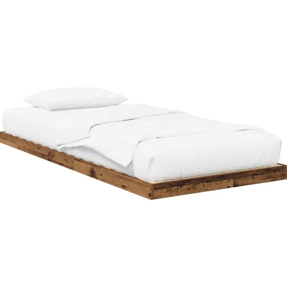 vidaXL Camas Y Accesorios-Estructura de Cama de Suelo Madera vieja 75 x 190 cm