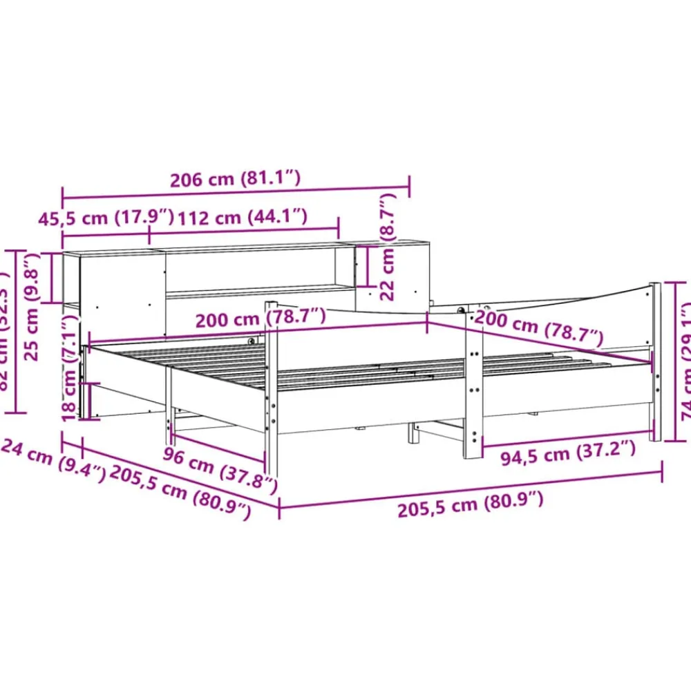 vidaXL Estructura de cama sin colchón madera maciza blanca 200x200 cm Blanco Clearance