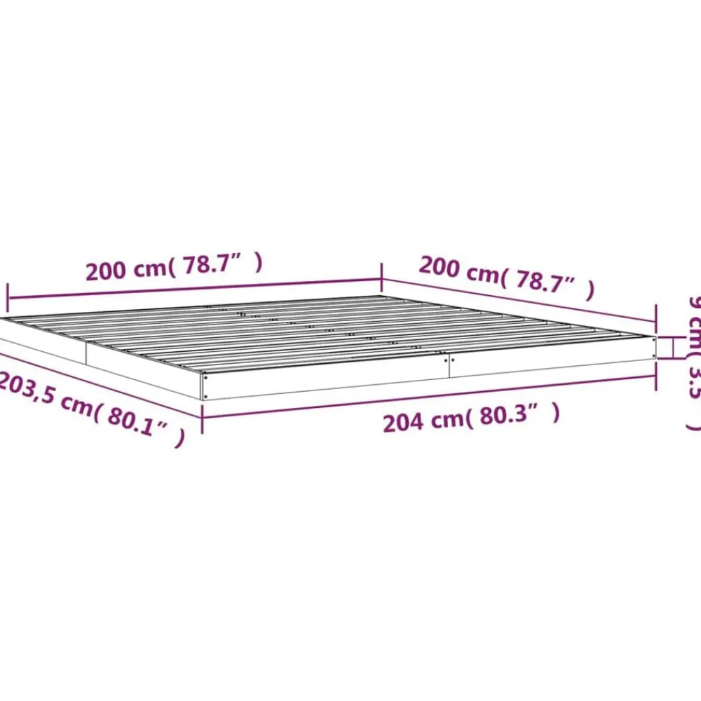 vidaXL Estructura de cama sin colchón madera maciza blanca 200x200 cm Blanco Discount