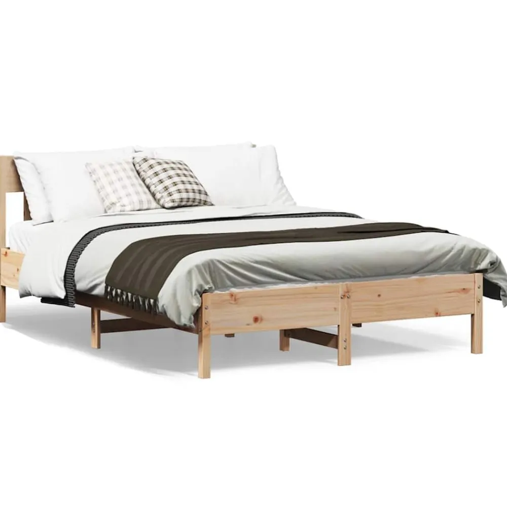 vidaXL Estructura de cama sin colchón madera de pino blanco 150x200 cm Natural Sale