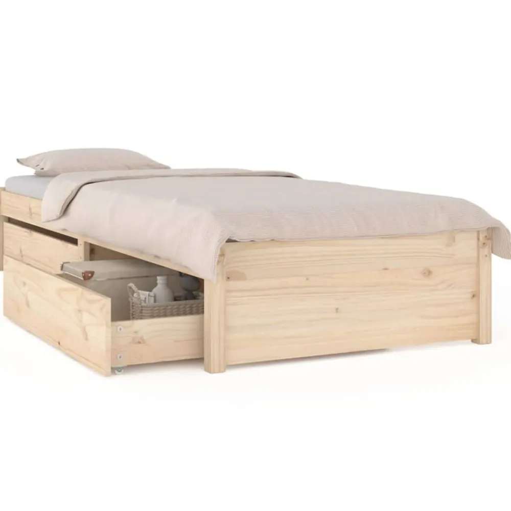 vidaXL Estructura de cama individual con cajones 75x190 cm Natural Online