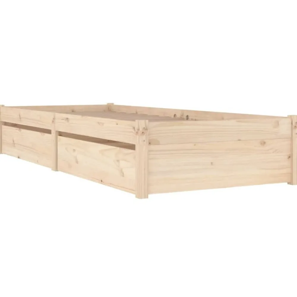 vidaXL Estructura de cama individual con cajones 75x190 cm Natural Online
