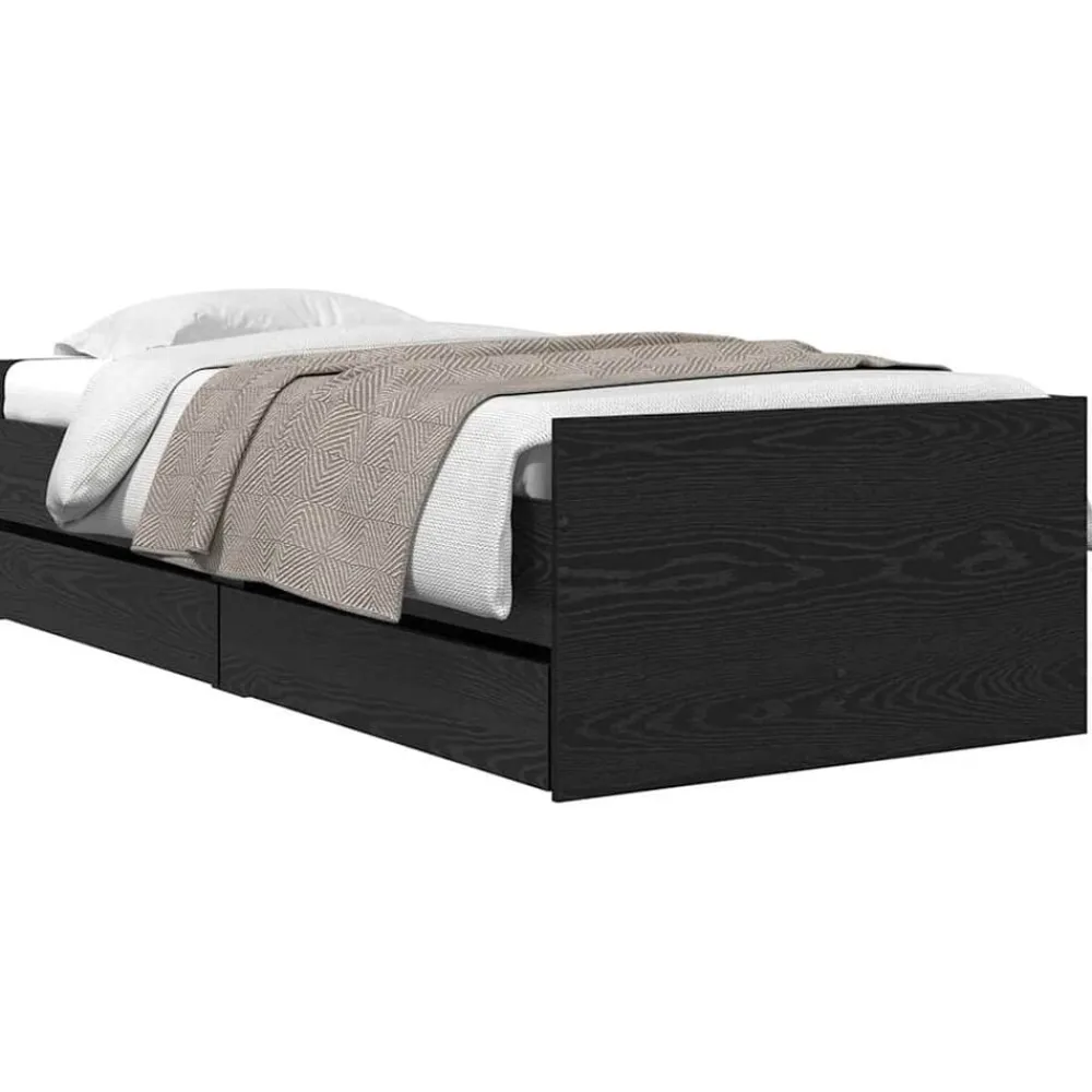 vidaXL Estructura de cama con cajón 100 x 200 cm Roble negro Hot