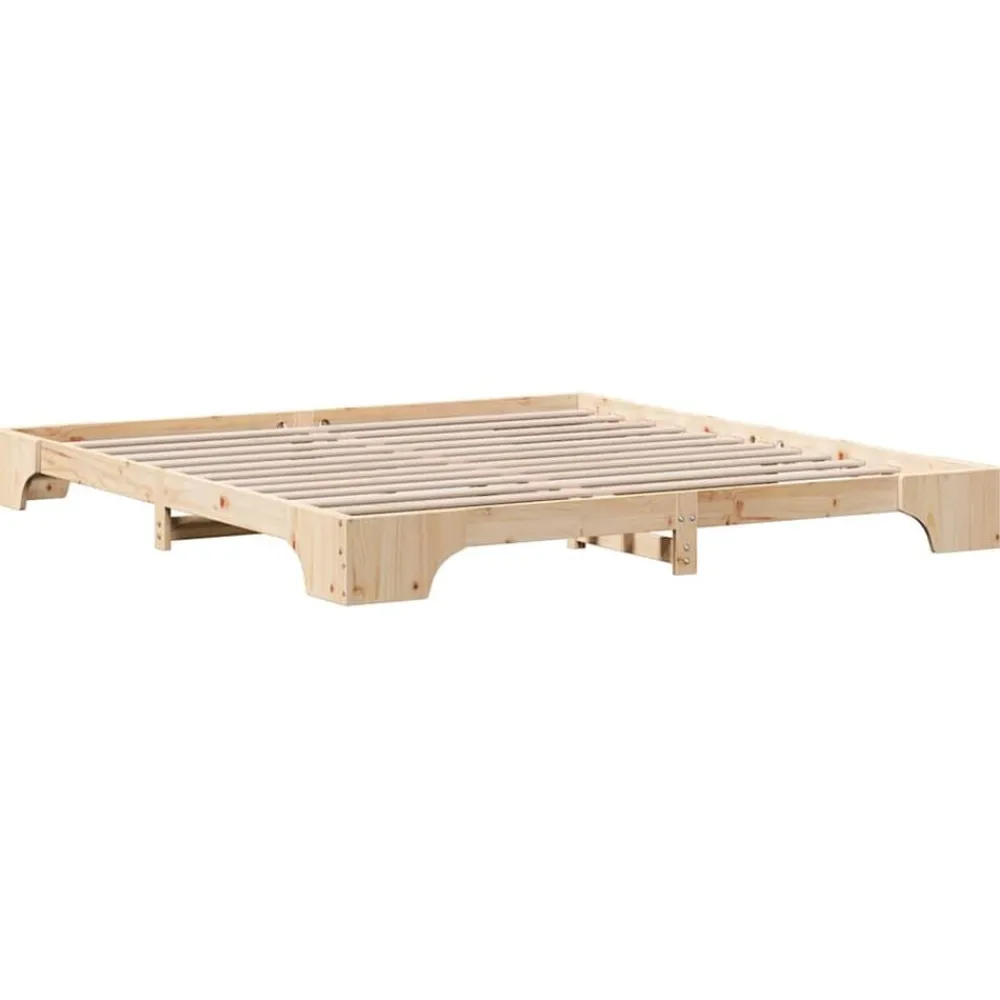 vidaXL Estructura de cama 200 x 200 cm Madera de pino macizo Natural Sale
