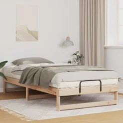 vidaXL Camas Y Accesorios-Estructura de cama Marrón 100 x 200 cm Madera de pino macizo
