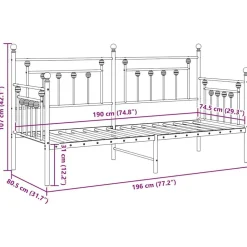 vidaXL Camas Y Accesorios-Estructura de cama de día con cabecera 75 x 190 cm Acero