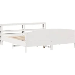 vidaXL Estructura de cama sin colchón madera maciza blanca 200x200 cm Blanco Clearance