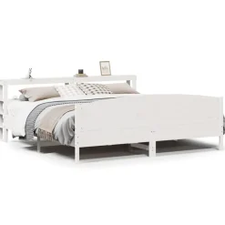vidaXL Estructura de cama sin colchón madera maciza blanca 200x200 cm Blanco Clearance
